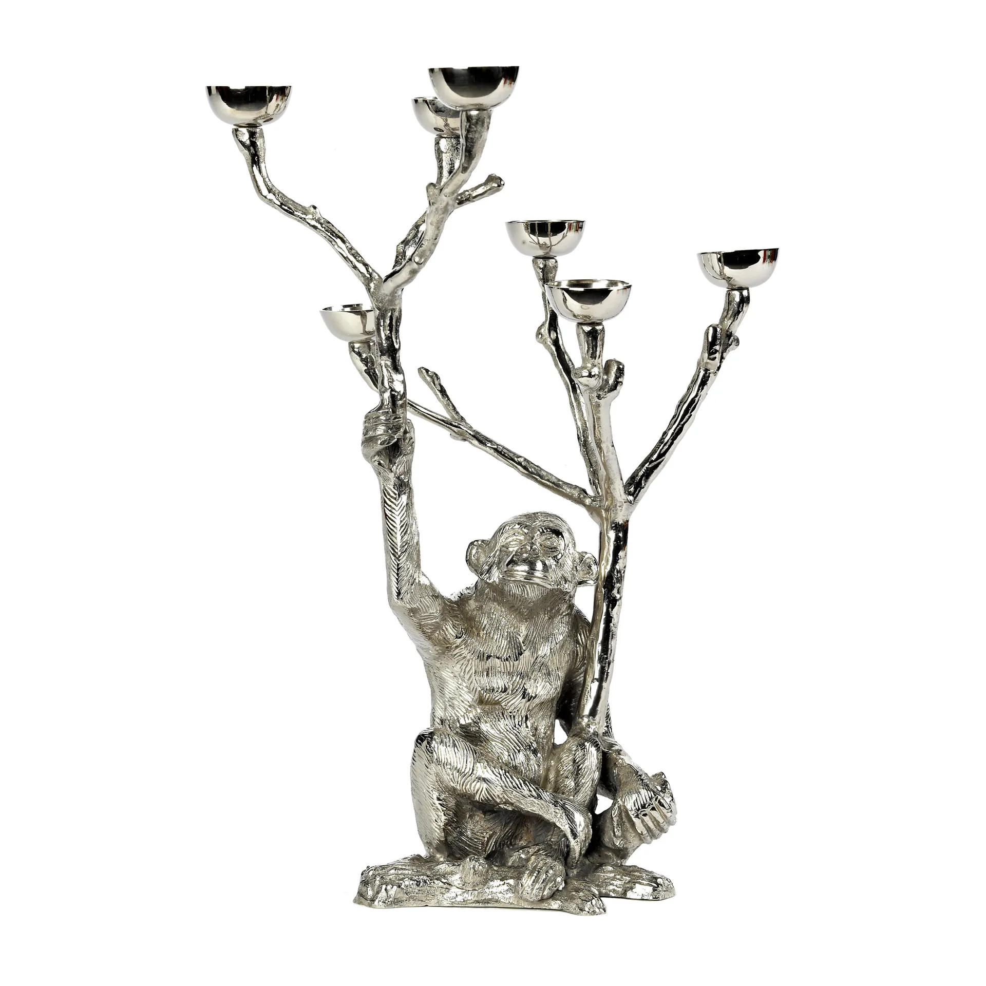 Monkey ljusstake 40 cm, Silver POLSPOTTEN