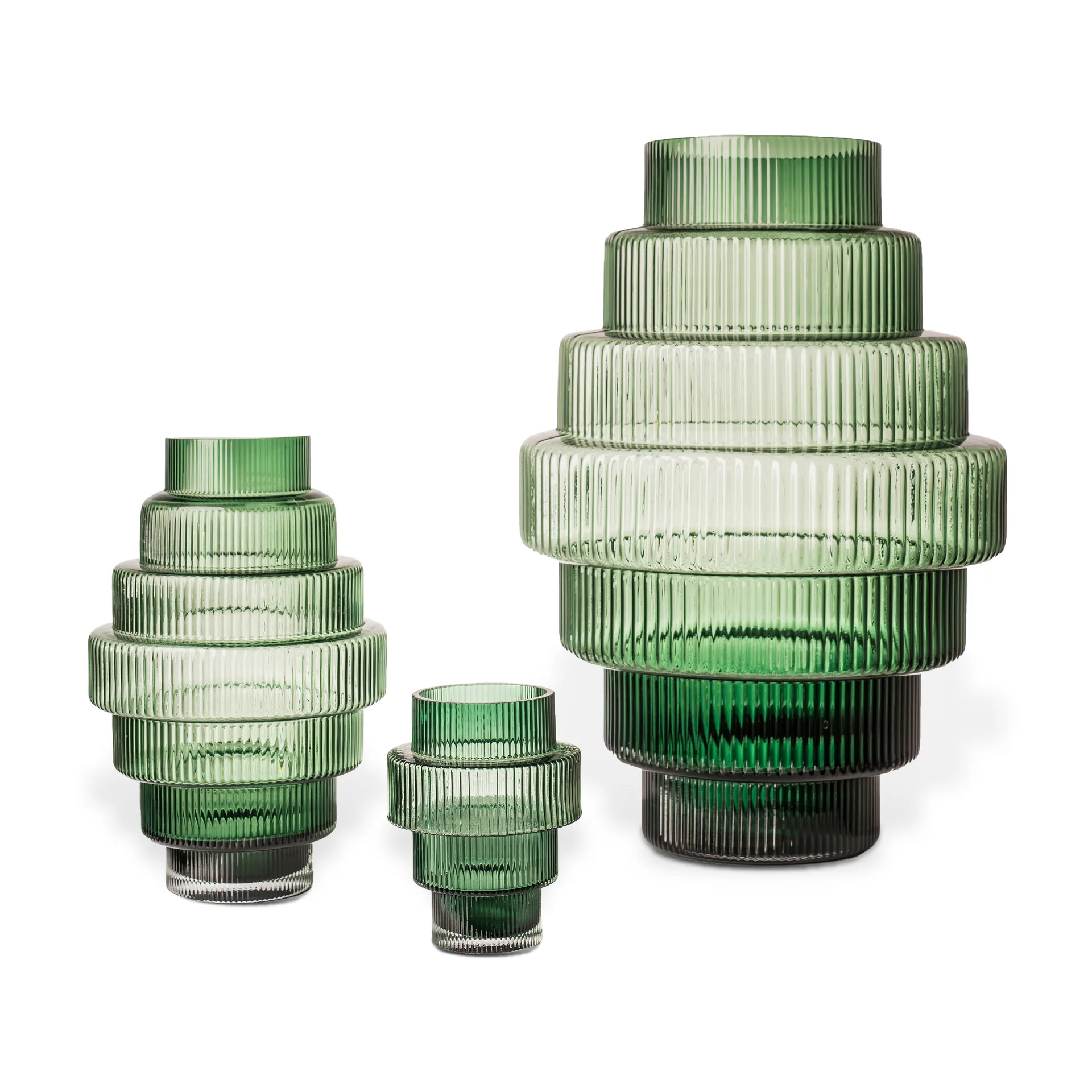 Steps ljuslykta Ø12 cm, Dark green POLSPOTTEN