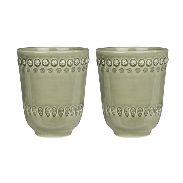 Daisy mugg 35 cl 2-pack - Faded army (grön) - PotteryJo