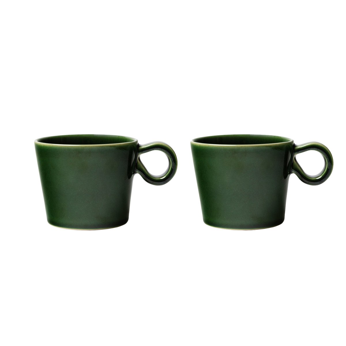 PotteryJo Daria kopp med handtag 2-pack Moss | Skandinavisk Design | Kaffekoppar | Grön