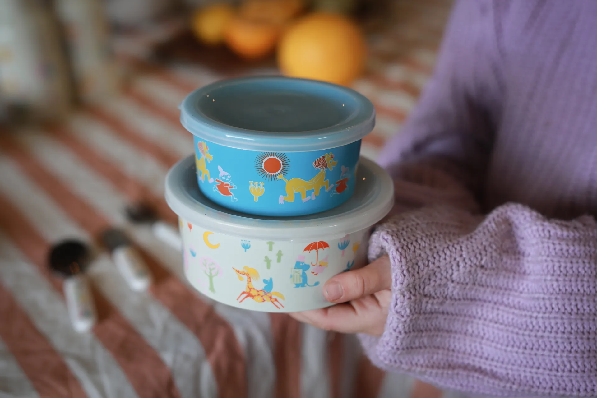 Mumin 80 snackbox 2 delar, Beige-blå Rätt Start