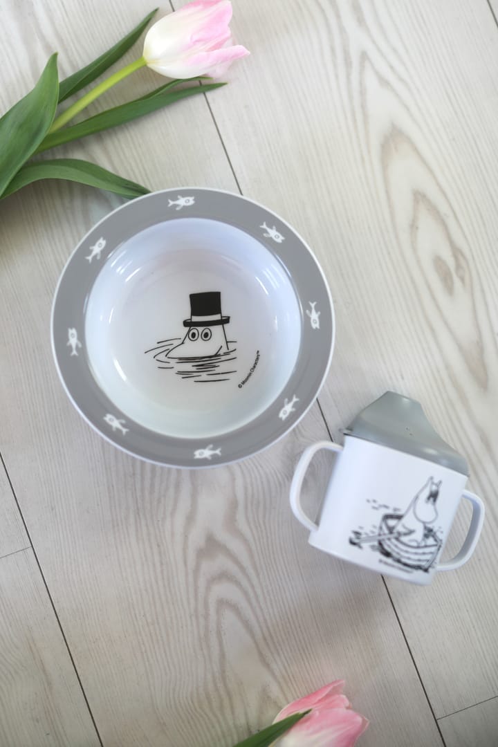 Mumin Vatten & Bad pipmugg & sugkopsstallrik, Grå Rätt Start