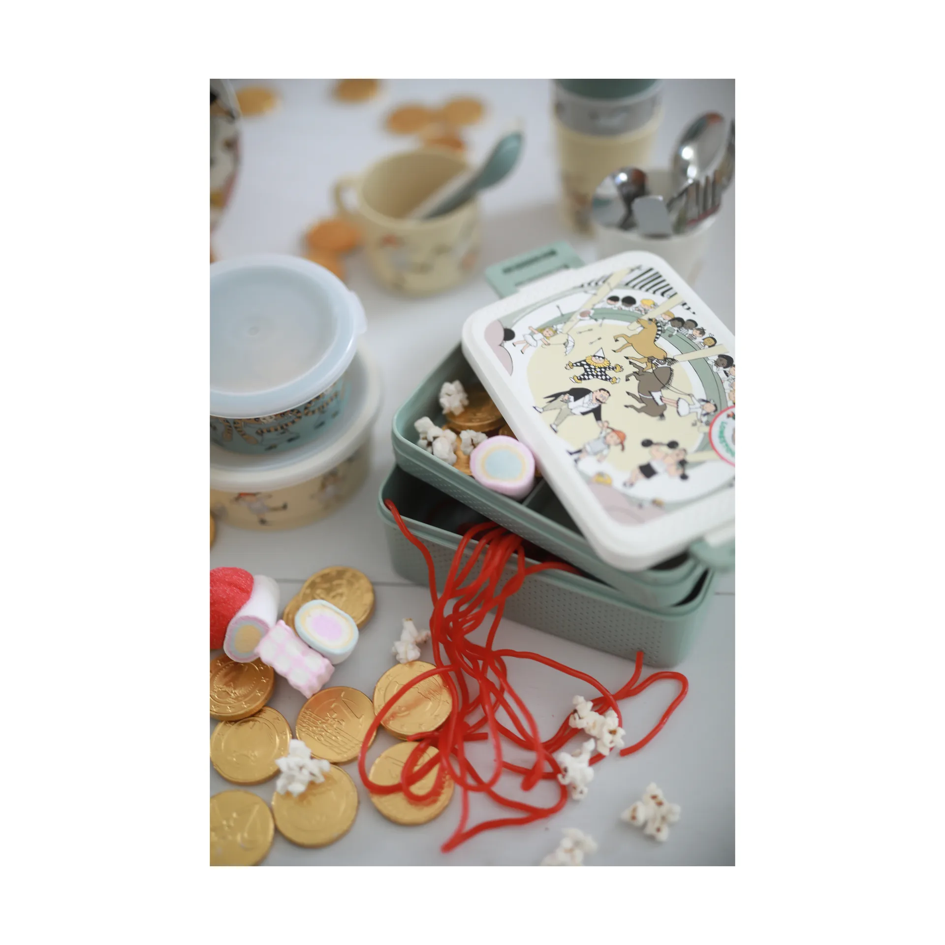 Pippi Cirkus lunchlåda 8x18,5 cm, Grön-vit Rätt Start