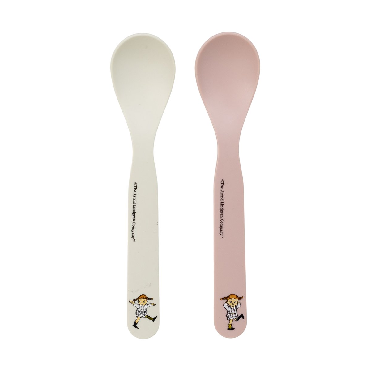 Rätt Start Pippi Cirkus sked 2-pack Rosa-vit | Skandinavisk Design | Matbestick | Vit