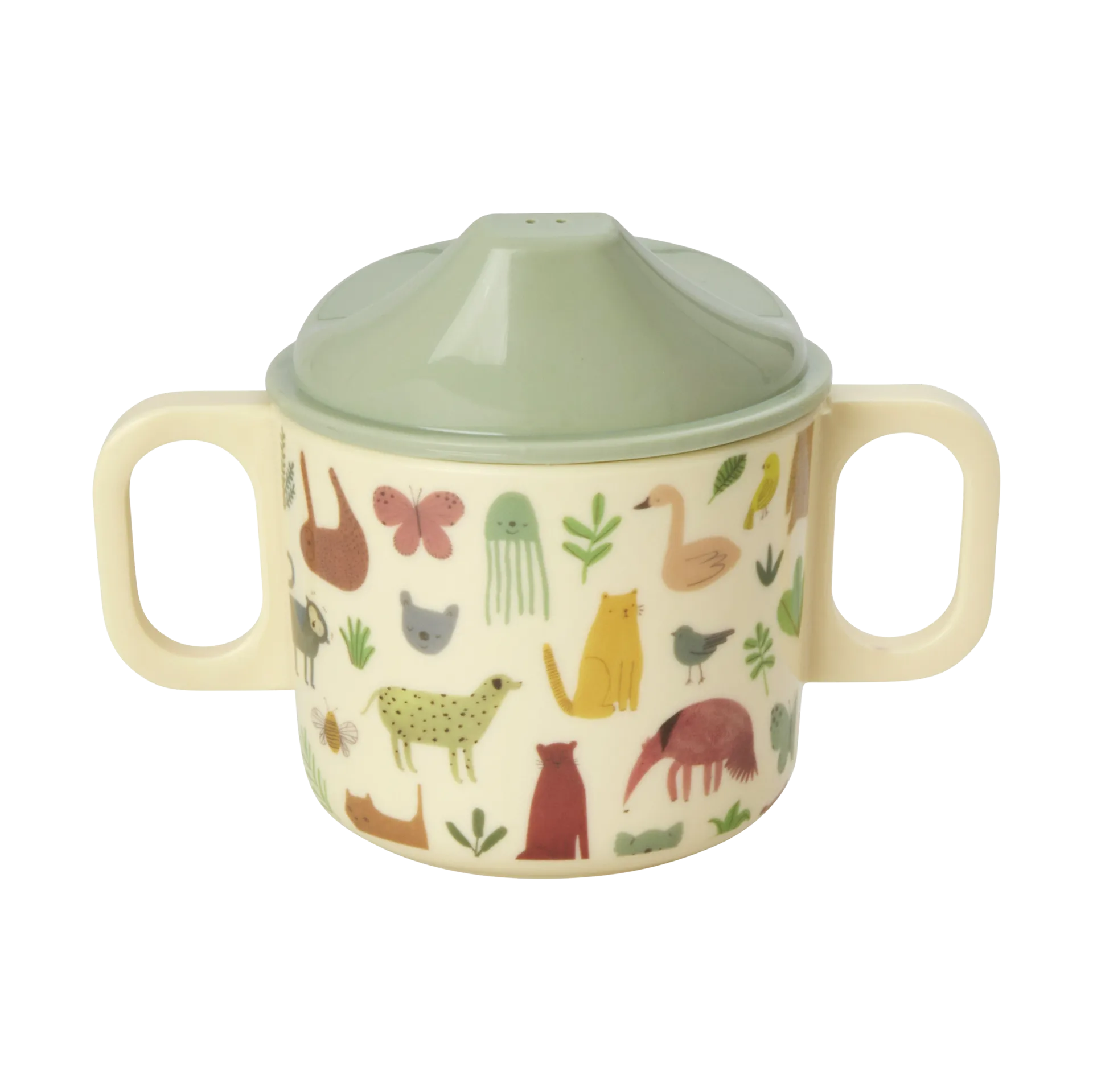 Rice barnmugg med två handtag 20 cl, Sweet Jungle Print-Cream RICE