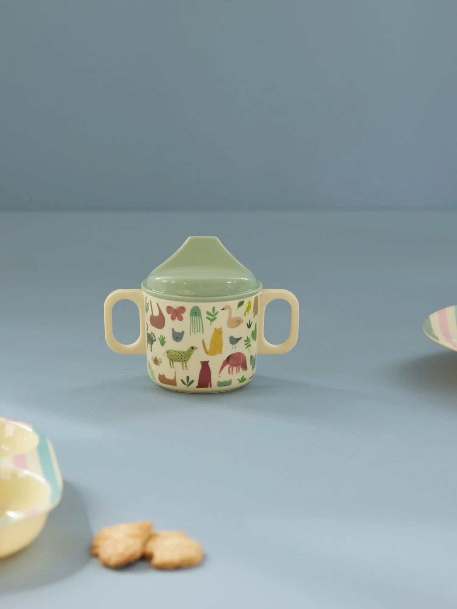 Rice barnmugg med två handtag 20 cl, Sweet Jungle Print-Cream RICE