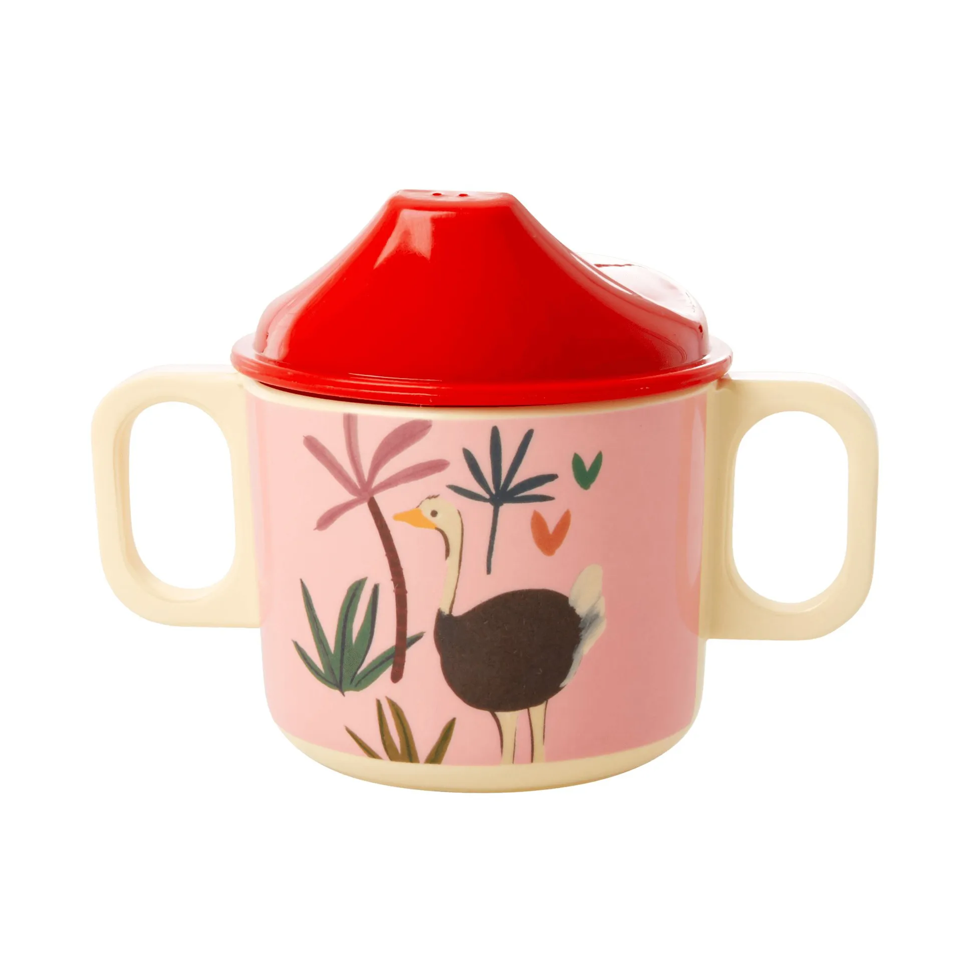 Rice barnmugg med två handtag Jungle animals, Röd-rosa RICE