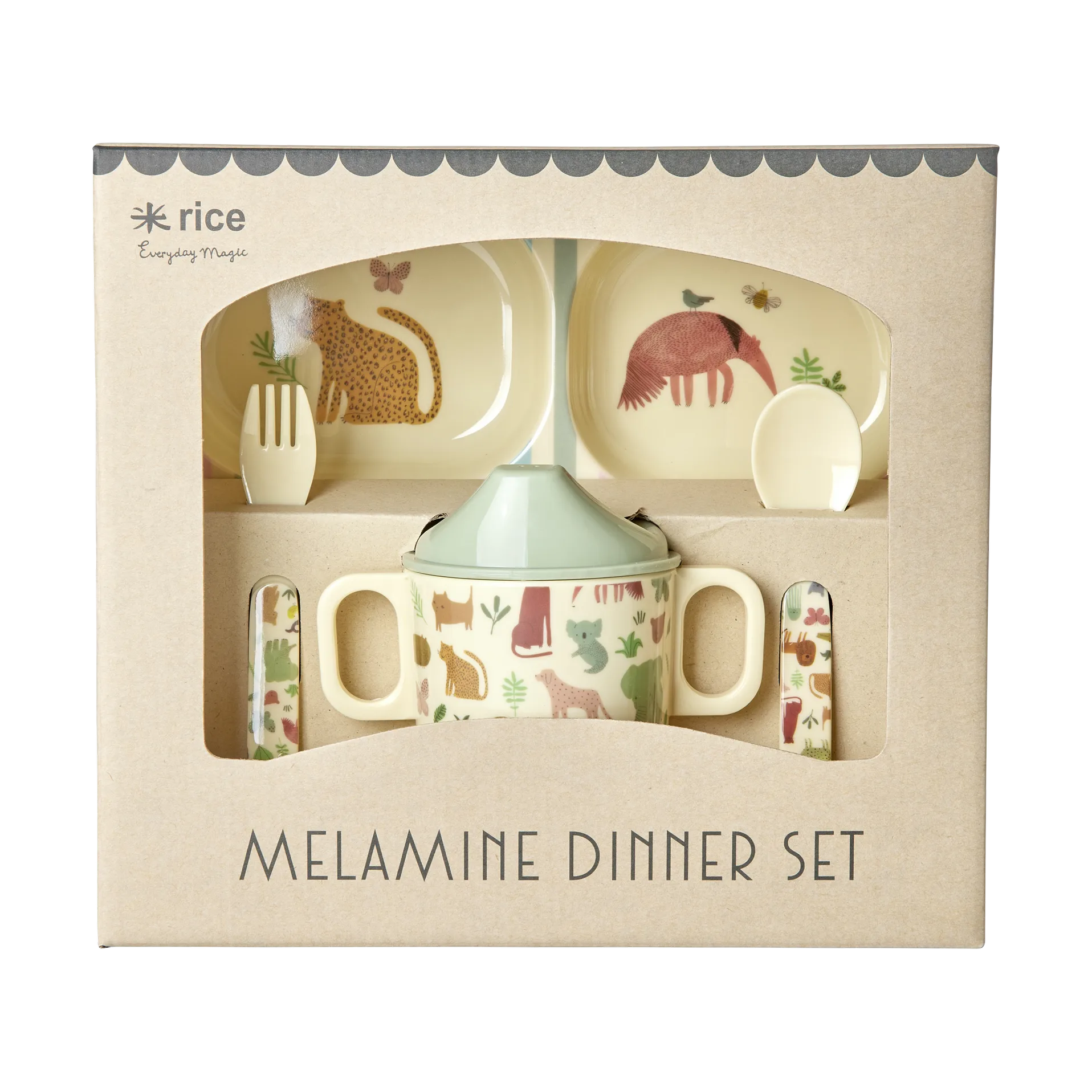 Rice barnservis 4 delar, Sweet Jungle Print-Cream RICE