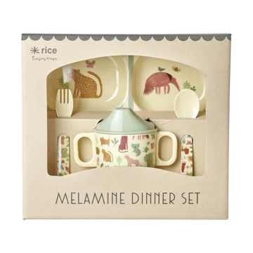 Rice barnservis 4 delar - Sweet Jungle Print-Cream - RICE