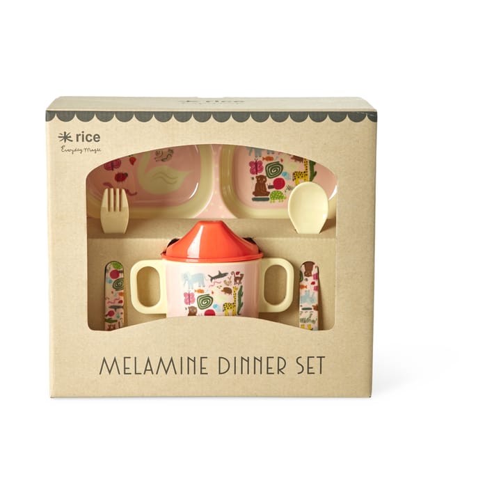 Rice barnservis 4 delar - Wildlife pink - RICE