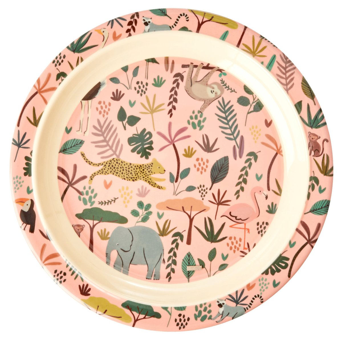 Rice barntallrik Jungle animals Coral-multi | Skandinavisk Design | Barnserviser | Rosa