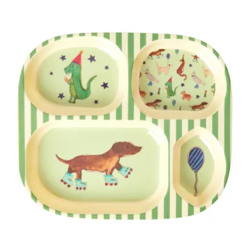 Rice barntallrik melamin 4 fack - Animal print-green - RICE