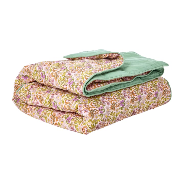 Rice bomullsfilt blommig 140x200 cm, Multi-green RICE