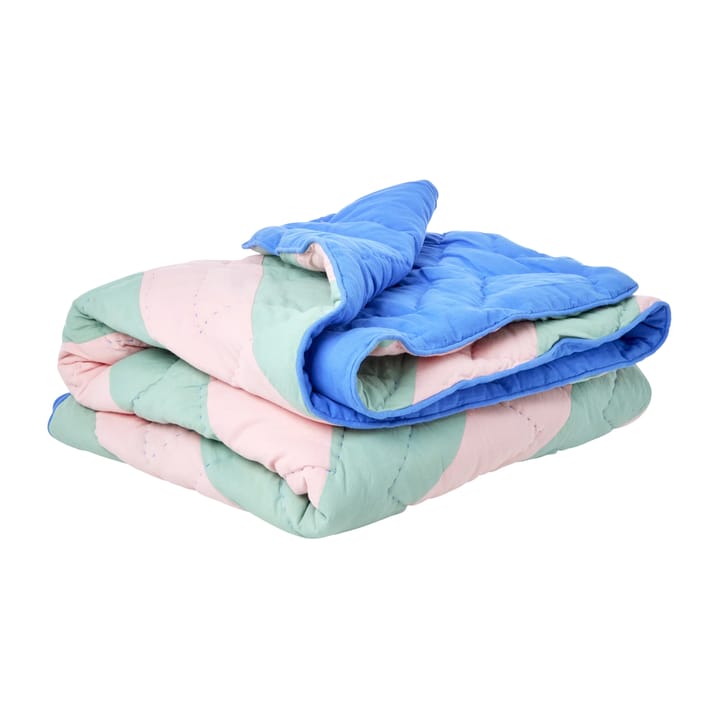 Rice bomullsfilt randig 140x200 cm - Pink-green-blue - RICE