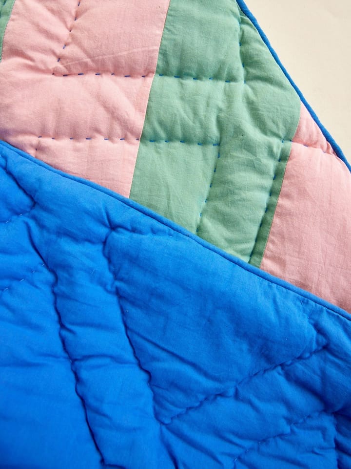 Rice bomullsfilt randig 140x200 cm - Pink-green-blue - RICE
