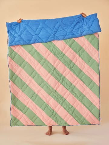 Rice bomullsfilt randig 140x200 cm - Pink-green-blue - RICE