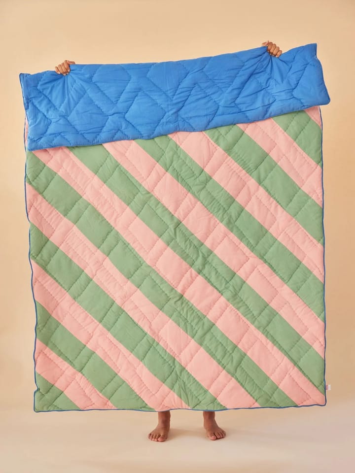 Rice bomullsfilt randig 140x200 cm - Pink-green-blue - RICE