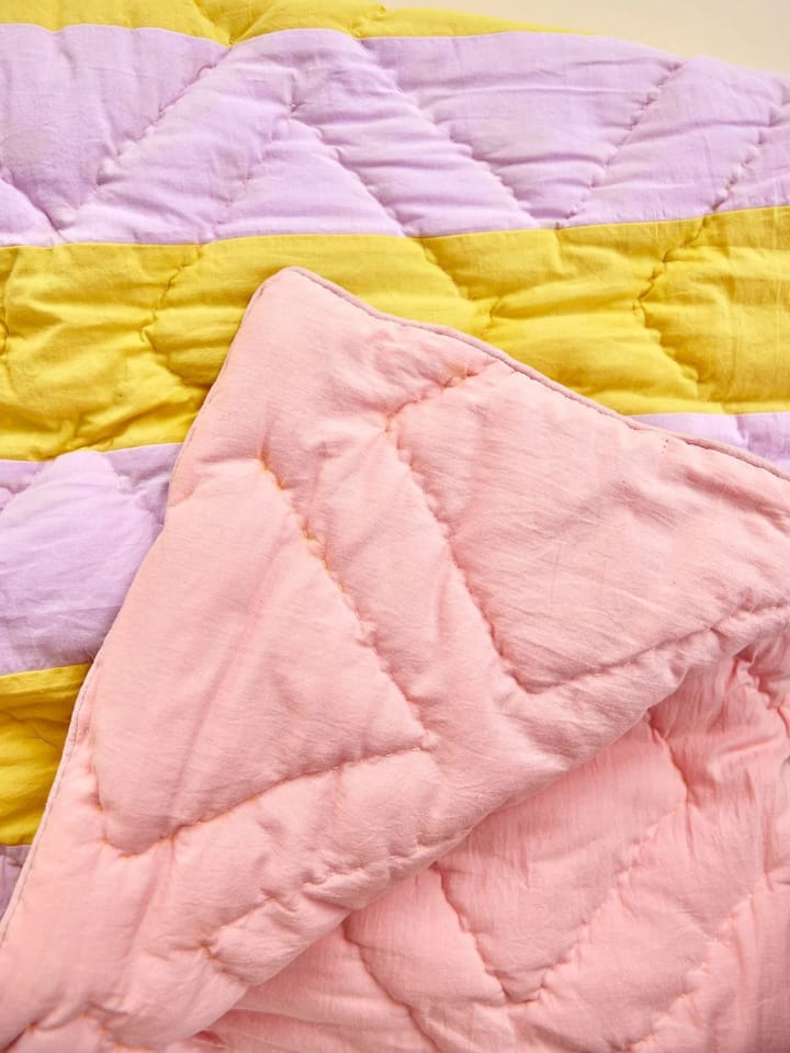 Rice bomullsfilt randig 140x200 cm, Yellow-lavender-pink RICE