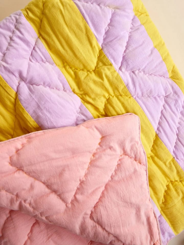 Rice bomullsfilt randig 140x200 cm, Yellow-lavender-pink RICE