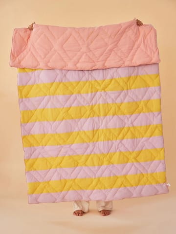 Rice bomullsfilt randig 140x200 cm - Yellow-lavender-pink - RICE