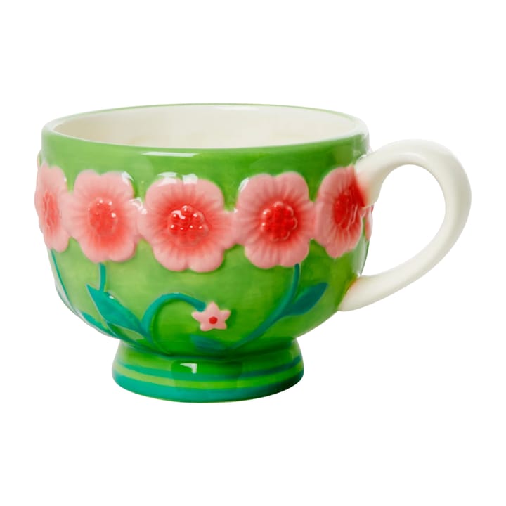 Rice Embossed Flower keramikmugg 30 cl - Sage green - RICE