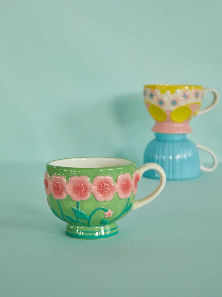 Rice Embossed Flower keramikmugg 30 cl, Sage green RICE