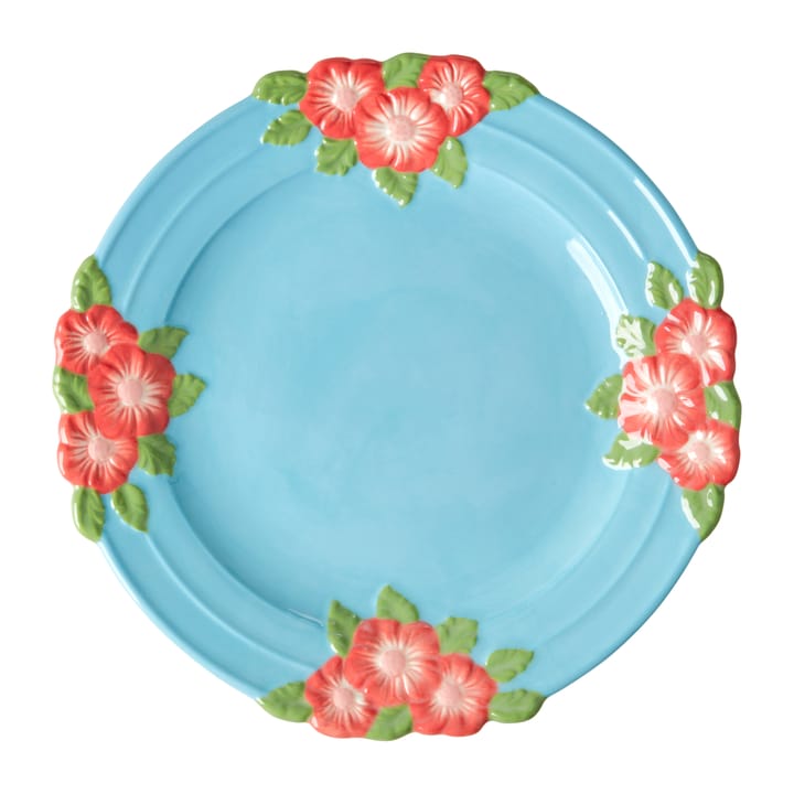 Rice Embossed Flower keramiktallrik Ø25,5 cm - Mint - RICE