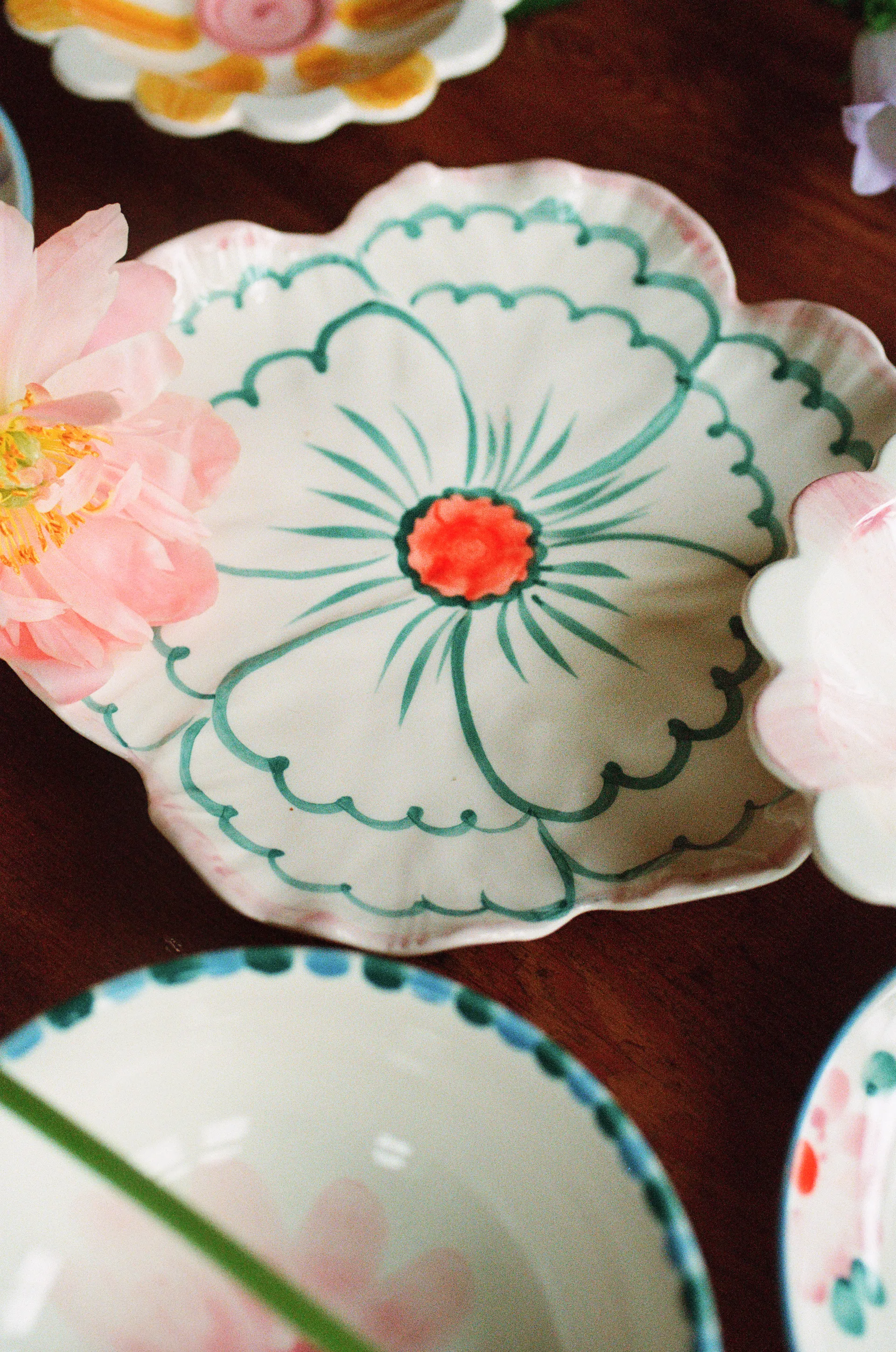 Rice Flower tallrik Ø19,5 cm, Pink border RICE