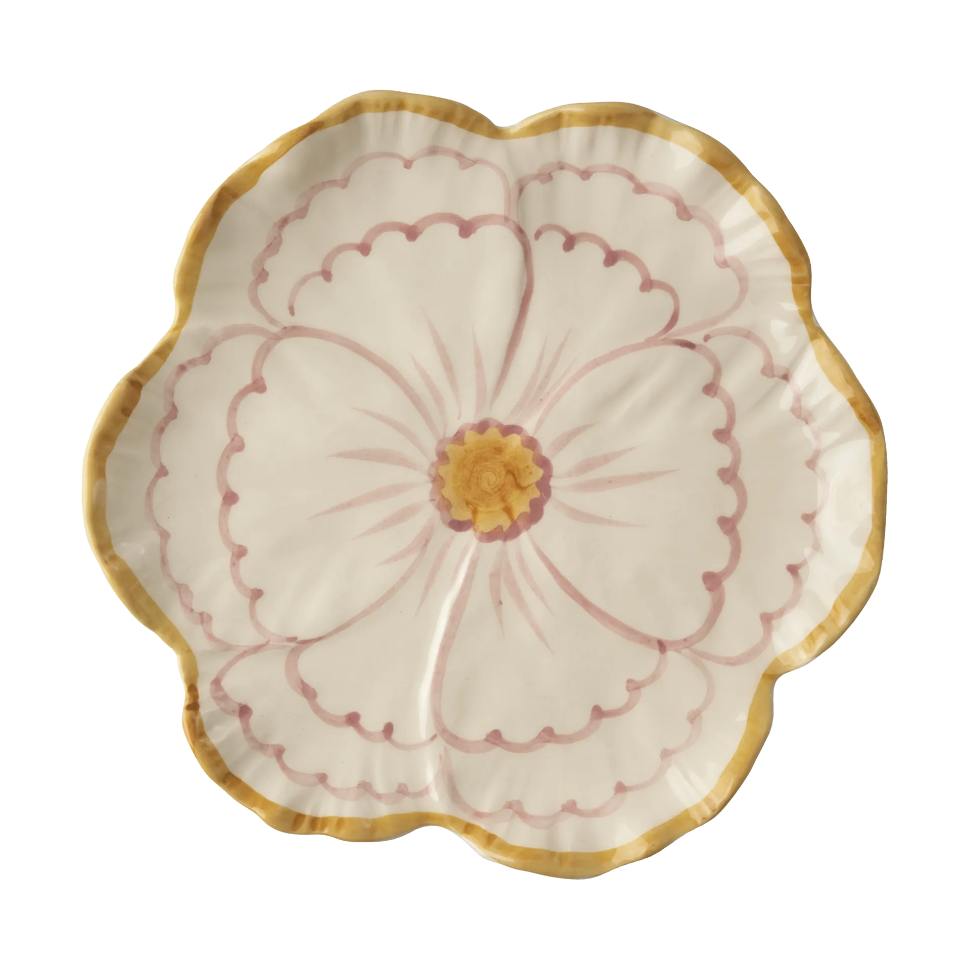 Rice Flower tallrik Ø19,5 cm, Yellow border RICE