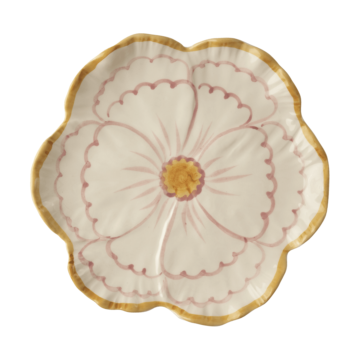 Rice Flower tallrik Ø19,5 cm Yellow border | Skandinavisk Design | Mattallrikar | Gul