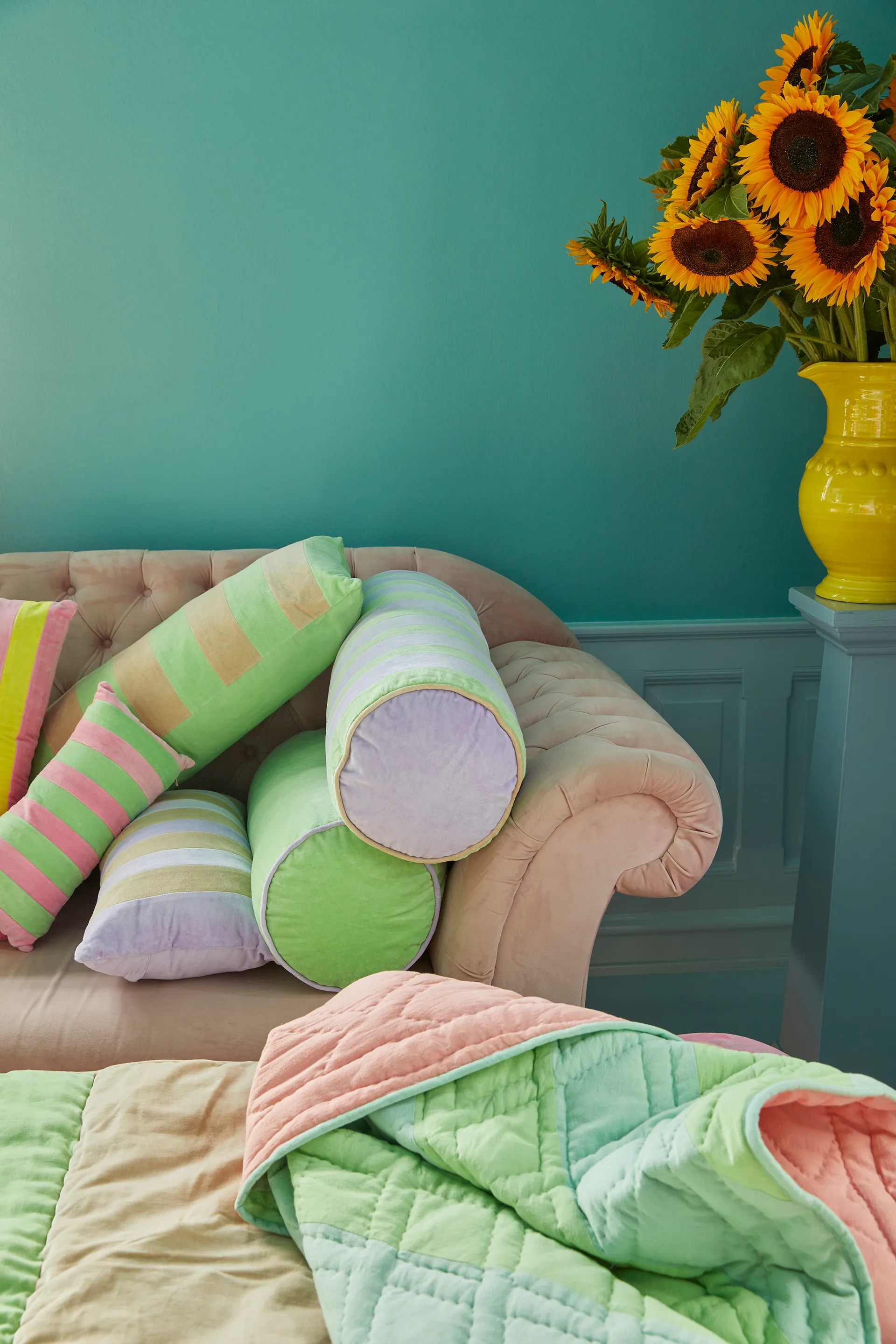 Rice kudde 40x80 cm, Neon green-beige RICE