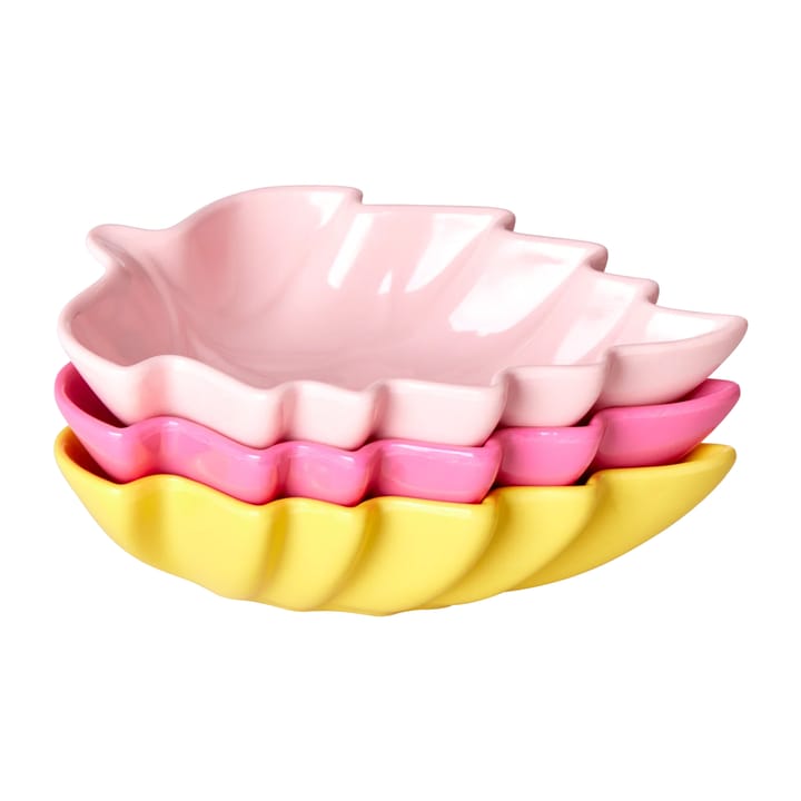 Rice Leaf serveringsskål melamin 3 delar - Pink-yellow-fuchsia - RICE