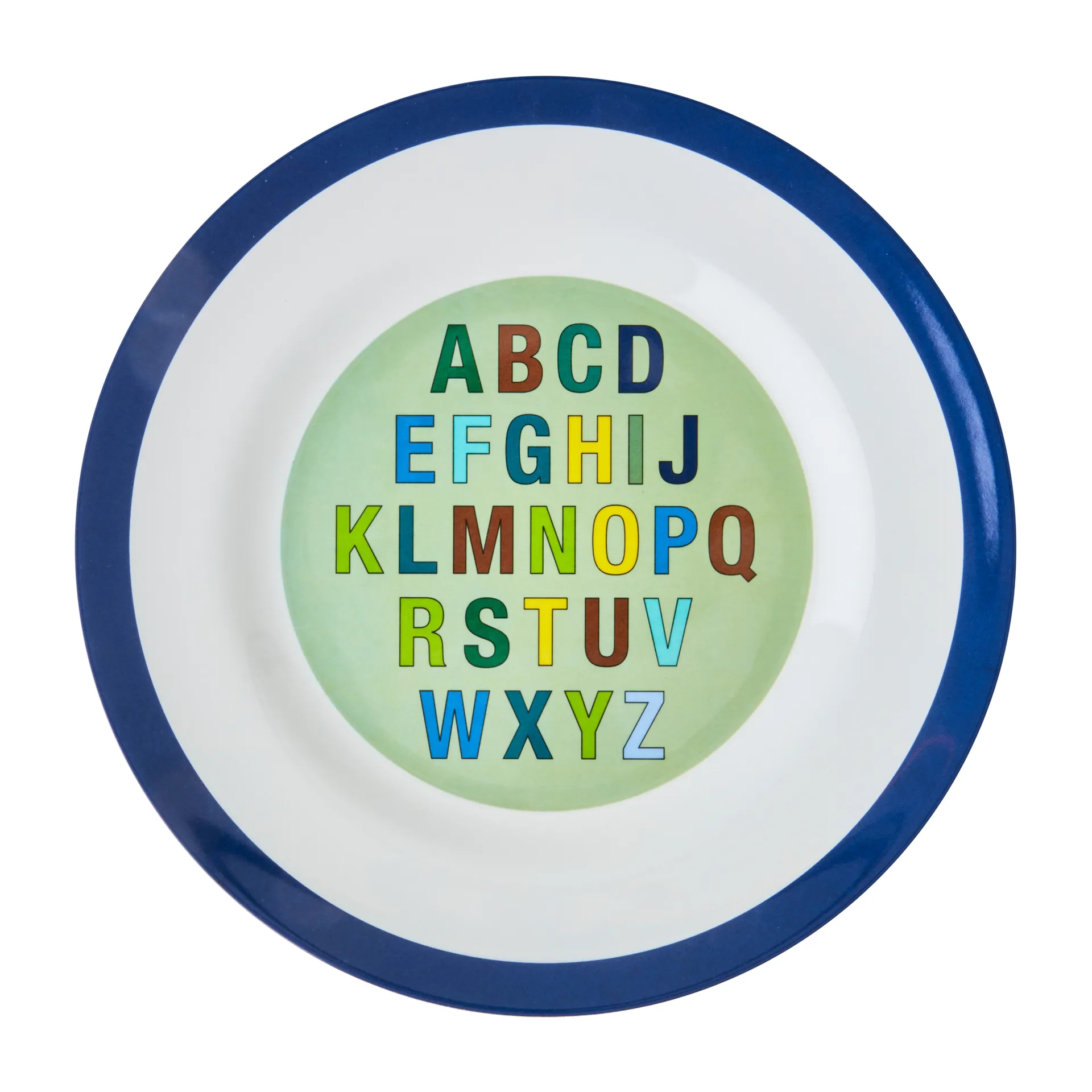 Rice mattallrik melamin 25 cm, Alphabet-dark blue RICE