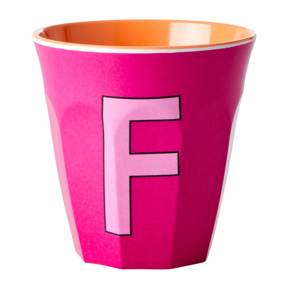 Rice melaminkopp medium bokstav F 30 cl Fuchsia | Skandinavisk Design | Kaffekoppar | Rosa