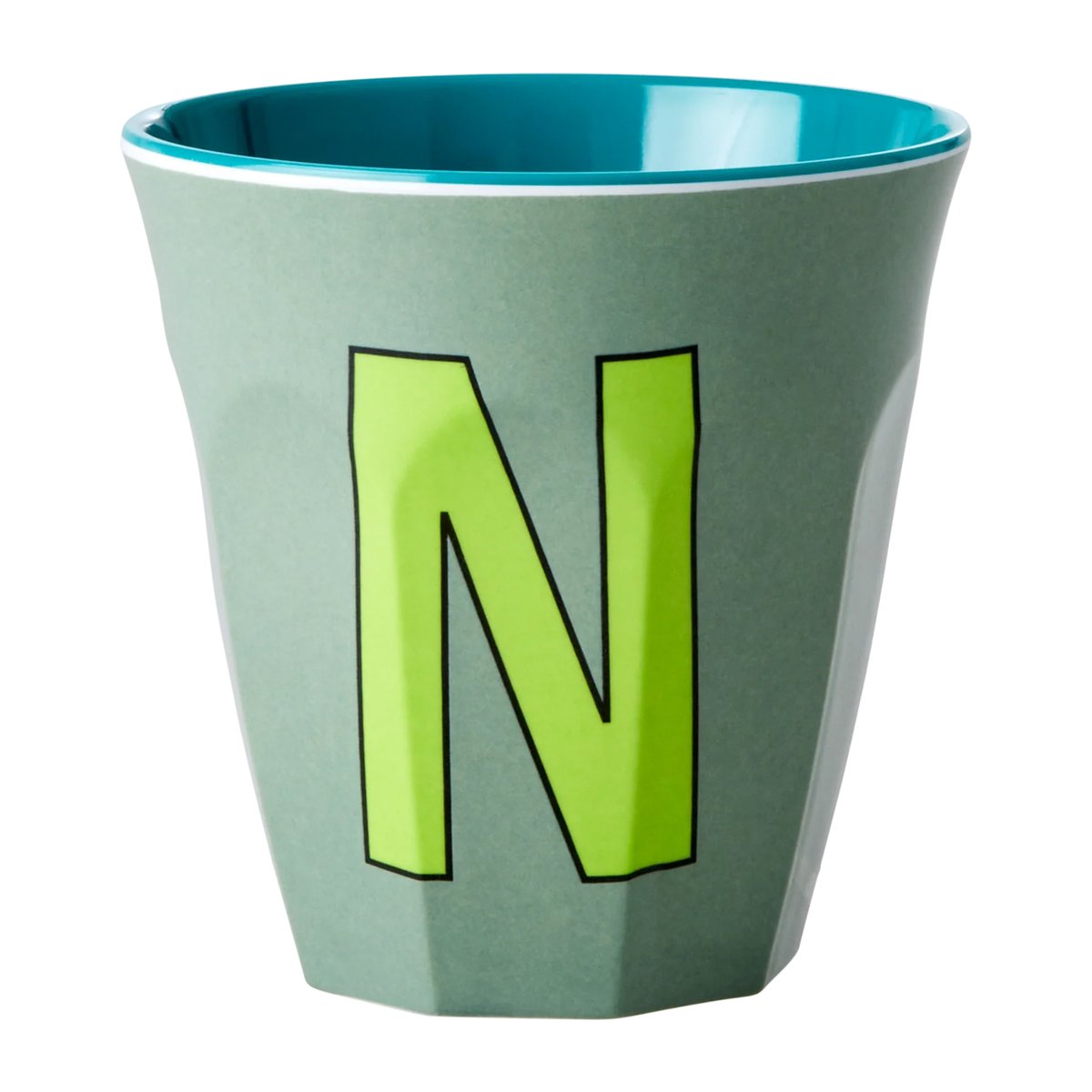 Rice melaminkopp medium bokstav N 30 cl Khaki | Skandinavisk Design | Kaffekoppar | Blå