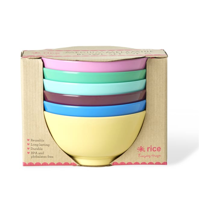 Rice melaminskål medium 70 cl 6-pack - Show youre true colors - RICE