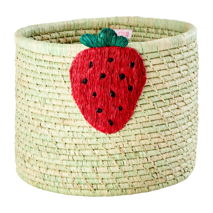 Rice raffia förvaringskorg Ø35 cm - Strawberry embroidery - RICE