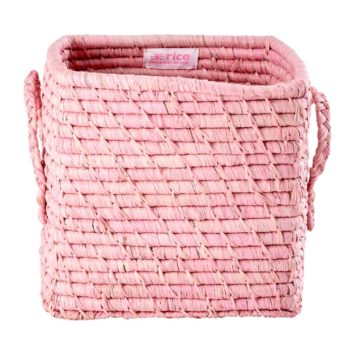 Rice raffiakorg med handtag 20x20 cm - Soft pink - RICE