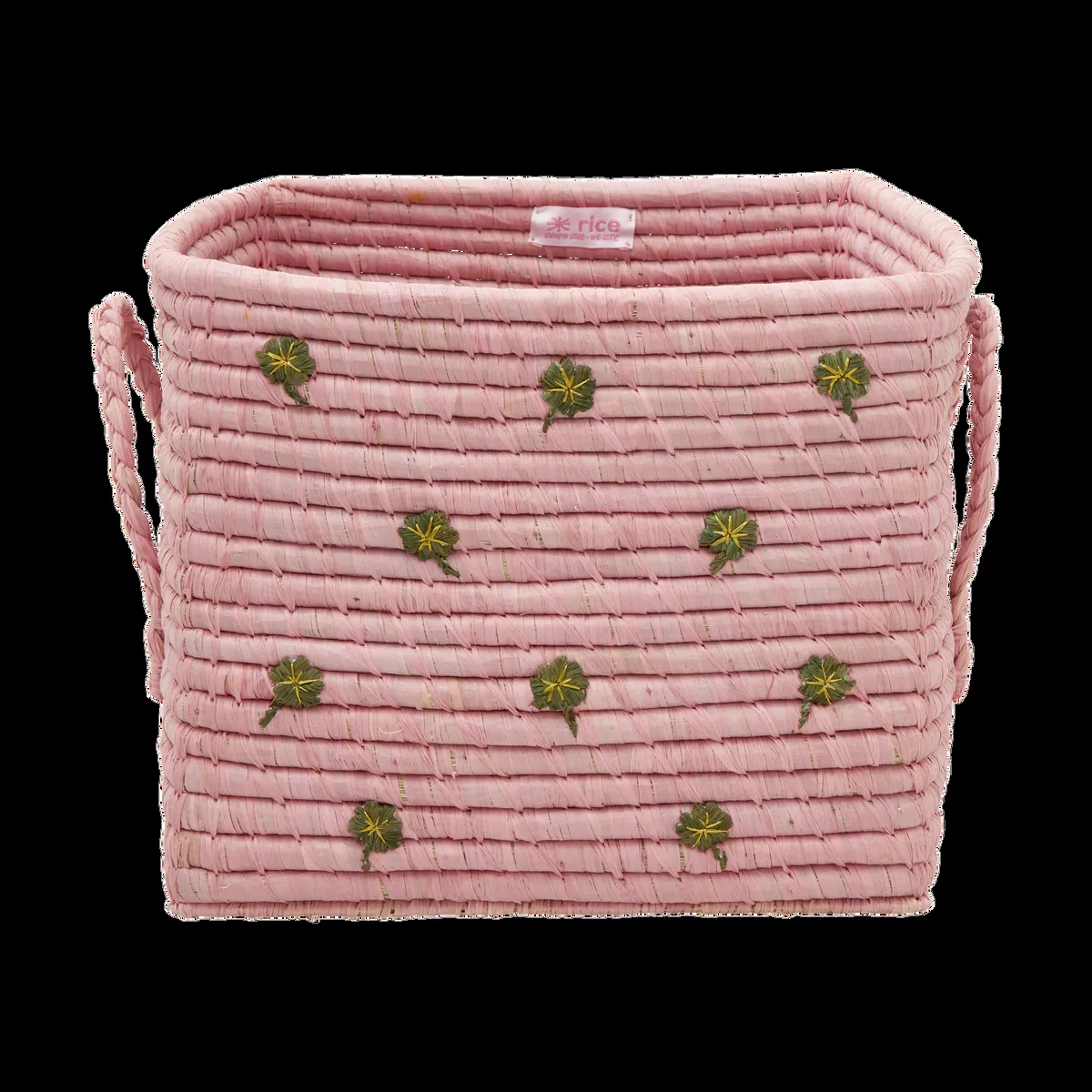 RICE Rice raffiakorg med handtag 30x30 cm Pink