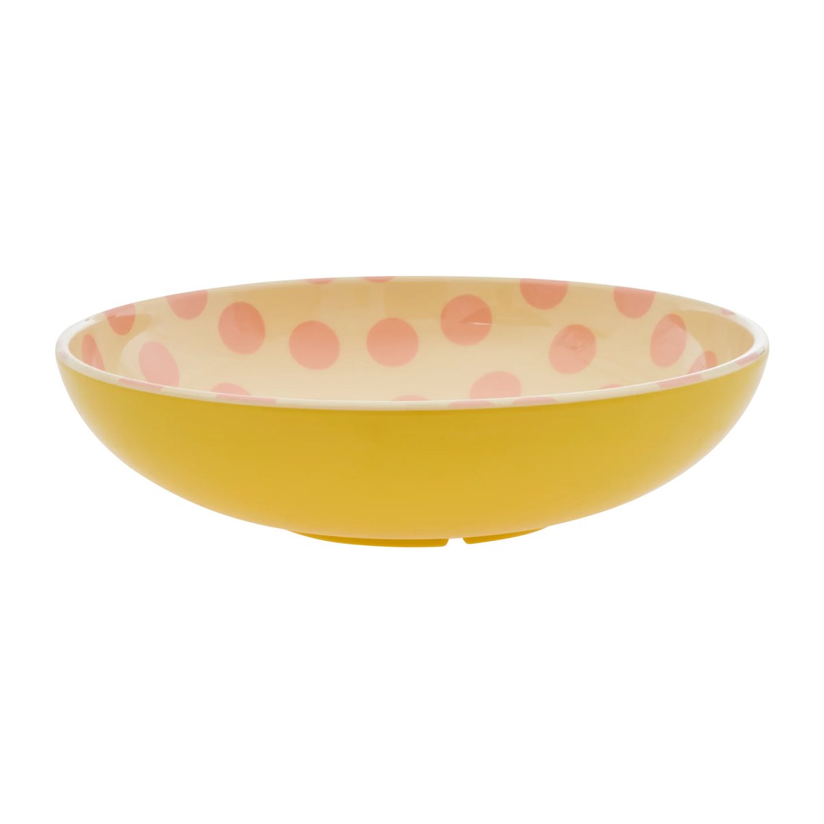 Rice salladsskål melamin Ø29,9 cm Pink dots-yellow | Skandinavisk Design | Salladsskålar | Gul