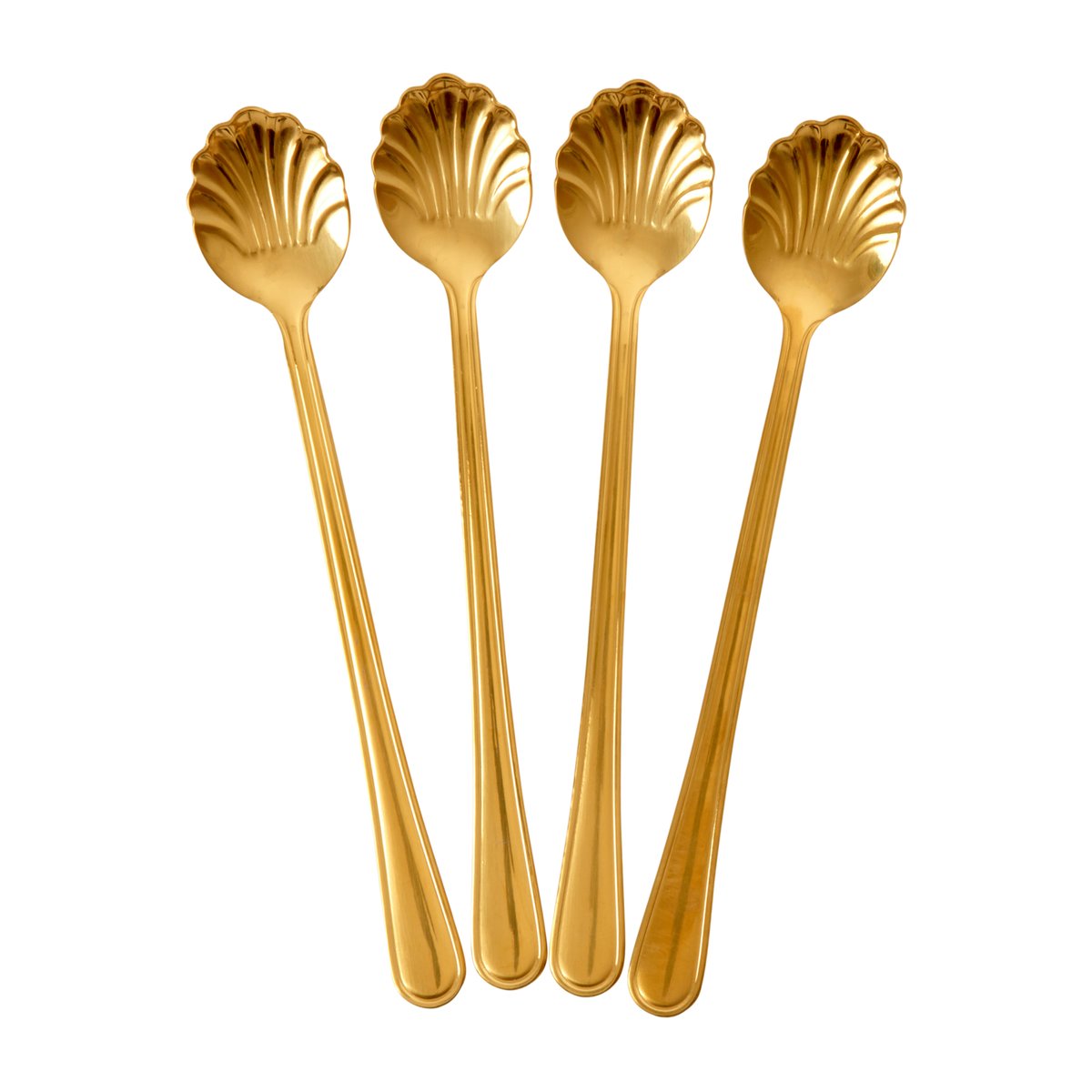 Rice Seashell lattesked 19 cm 4-pack Gold | Skandinavisk Design | Teskedar & Kaffeskedar | Guldfärgad