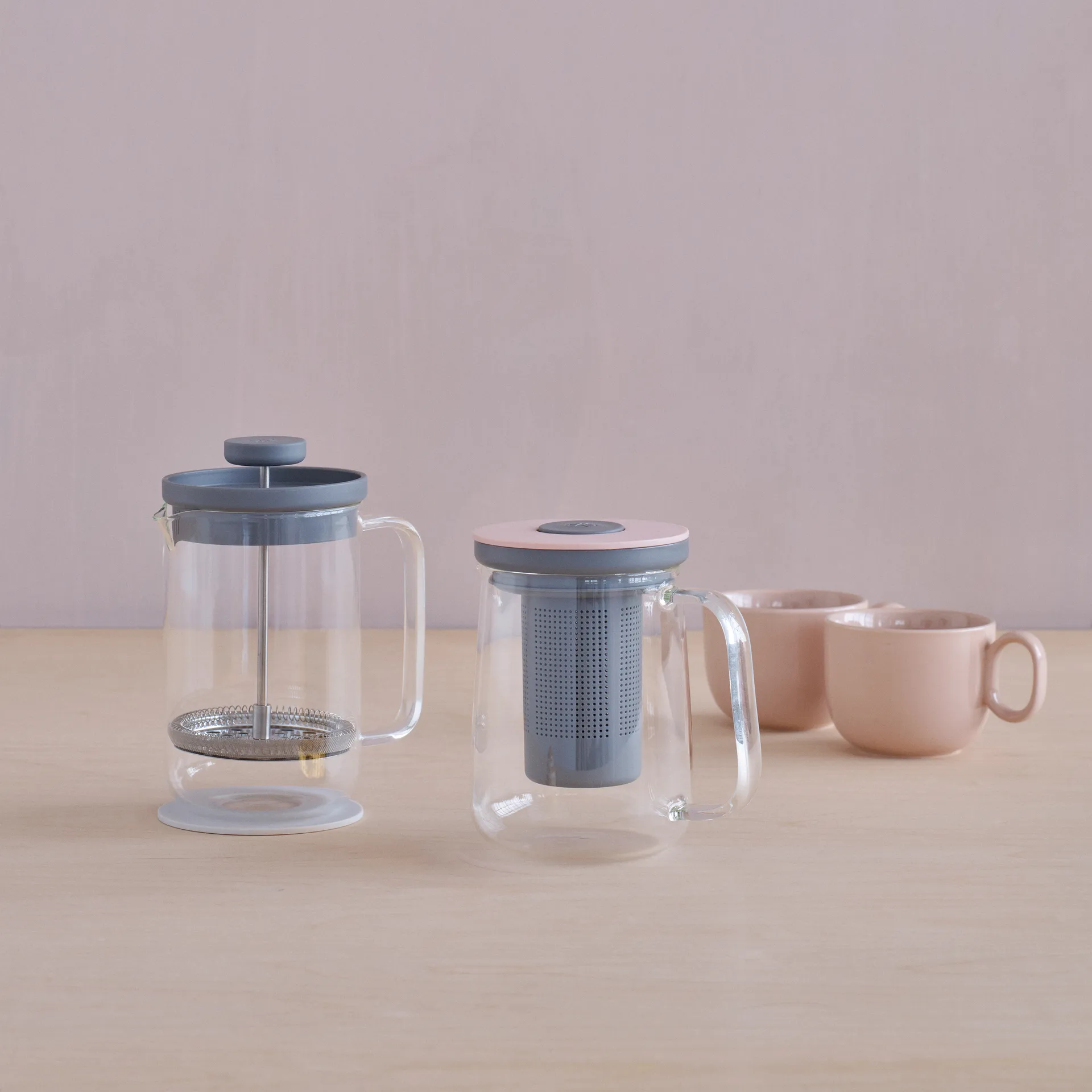 Brew-It tepress 0,7 L, Grå-rosa RIG-TIG