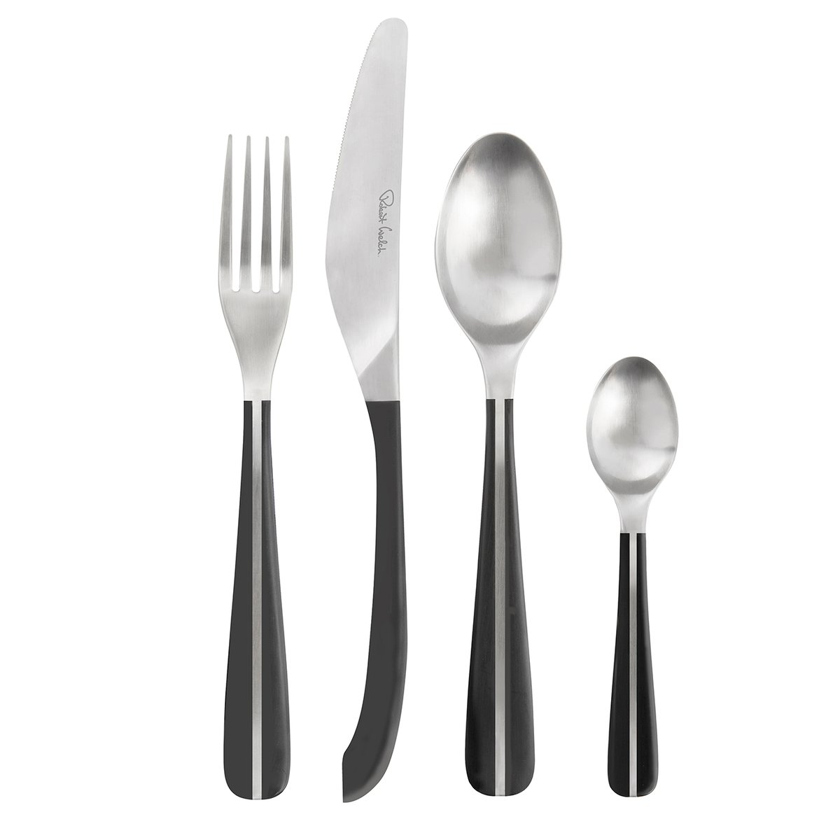 Robert Welch Contour bestickset 24 delar Svart | Skandinavisk Design | Bestickset | Silverfärgad