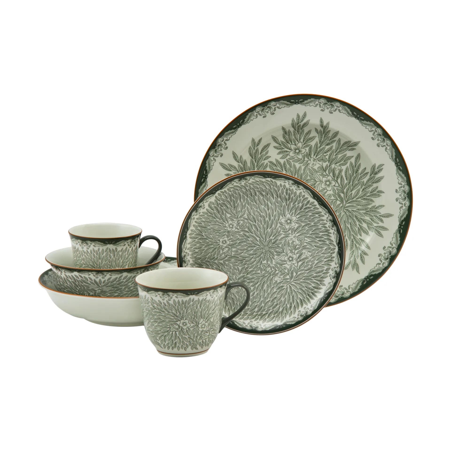 Ostindia Floris tallrik djup Ø22 cm, Grön Rörstrand