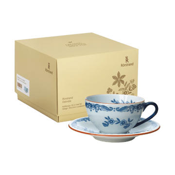 Ostindia kopp med fat 16 cl presentförpackning - Blå-vit - Rörstrand