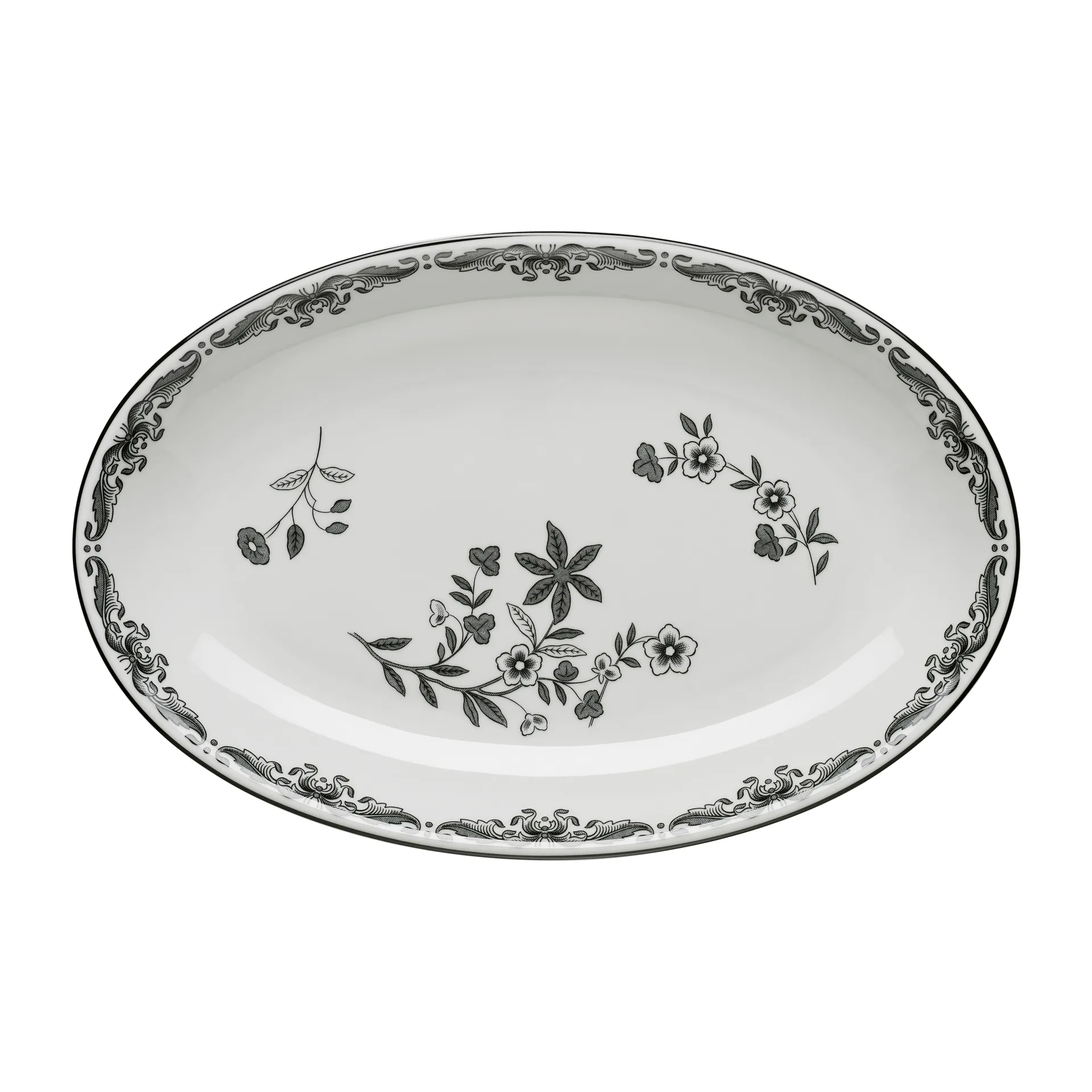 Ostindia Svart serveringsfat ovalt 22x33 cm, Svart Rörstrand