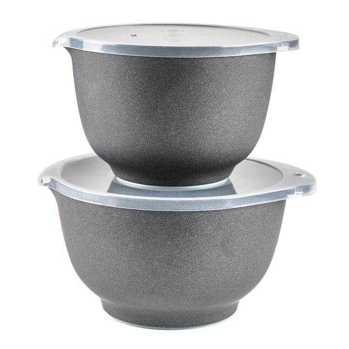 Margrethe skålset med lock matt 2-pack, Pebble svart Rosti