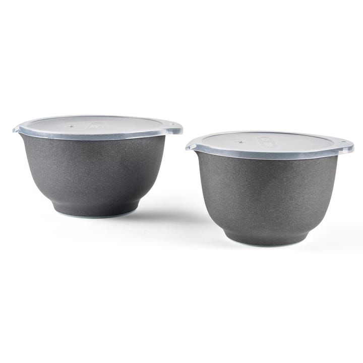 Margrethe skålset med lock matt 2-pack, Pebble svart Rosti