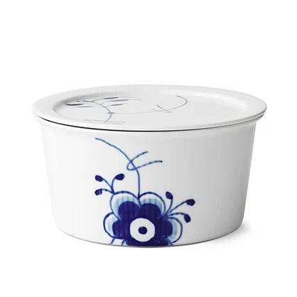 Blå Mega Riflet skål med lock, 100 cl Royal Copenhagen