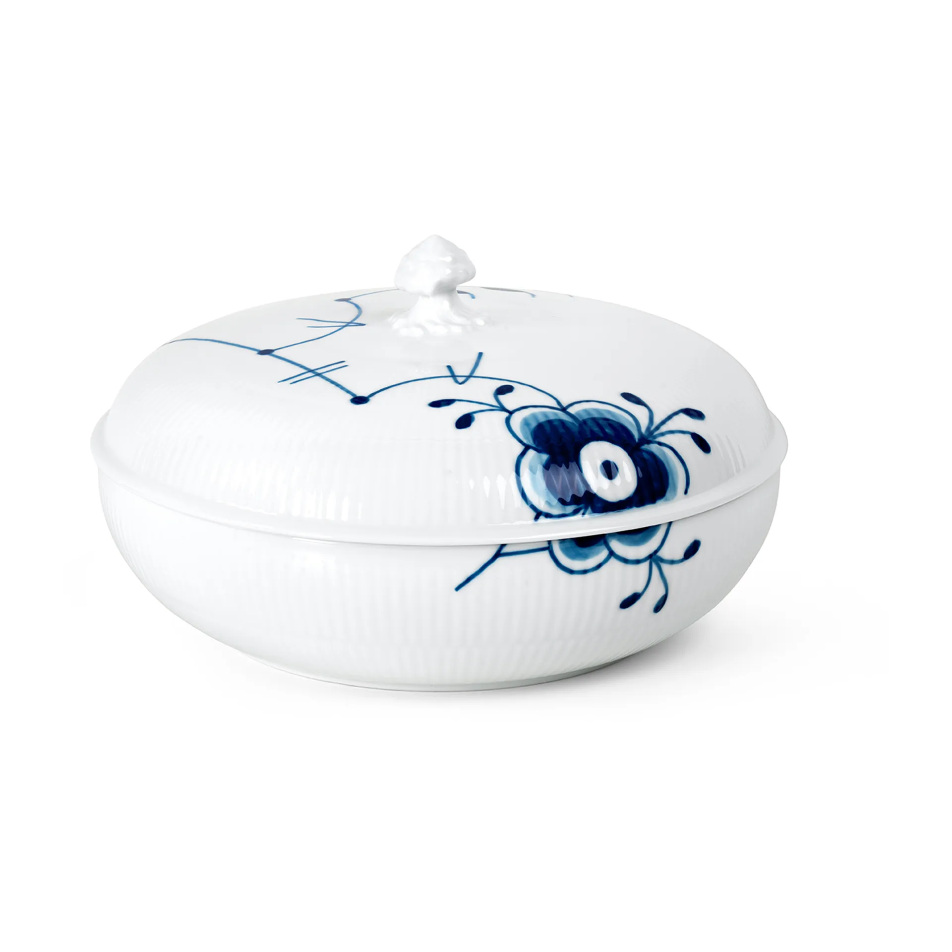 Blå Mega Riflet skål med lock, 130 cl Royal Copenhagen